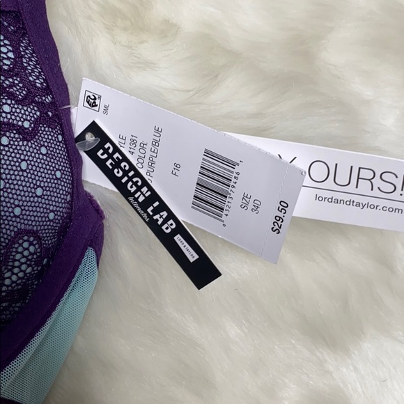 Design Lab Purple Lace Pushup Underwire Bra 34D NEW - Picture 3 of 6